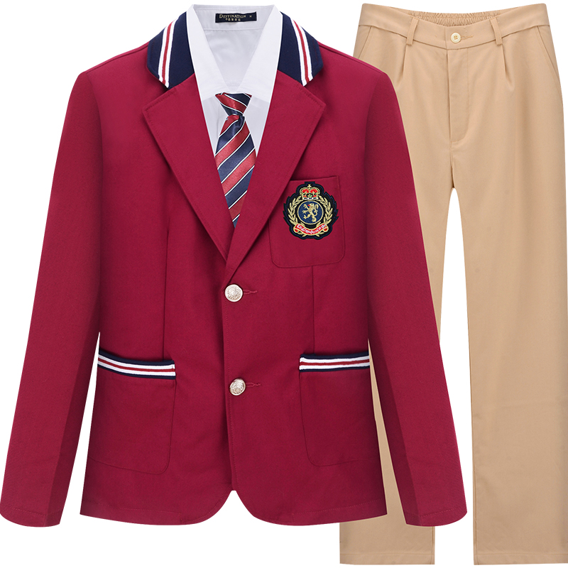 G15學院風初中高中五件套外套+襯衫+長褲+裙校服班服 (3)