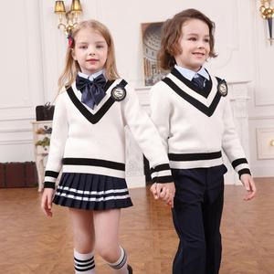 16XL853#初中高中英倫風校服班服背心毛衣+襯衫